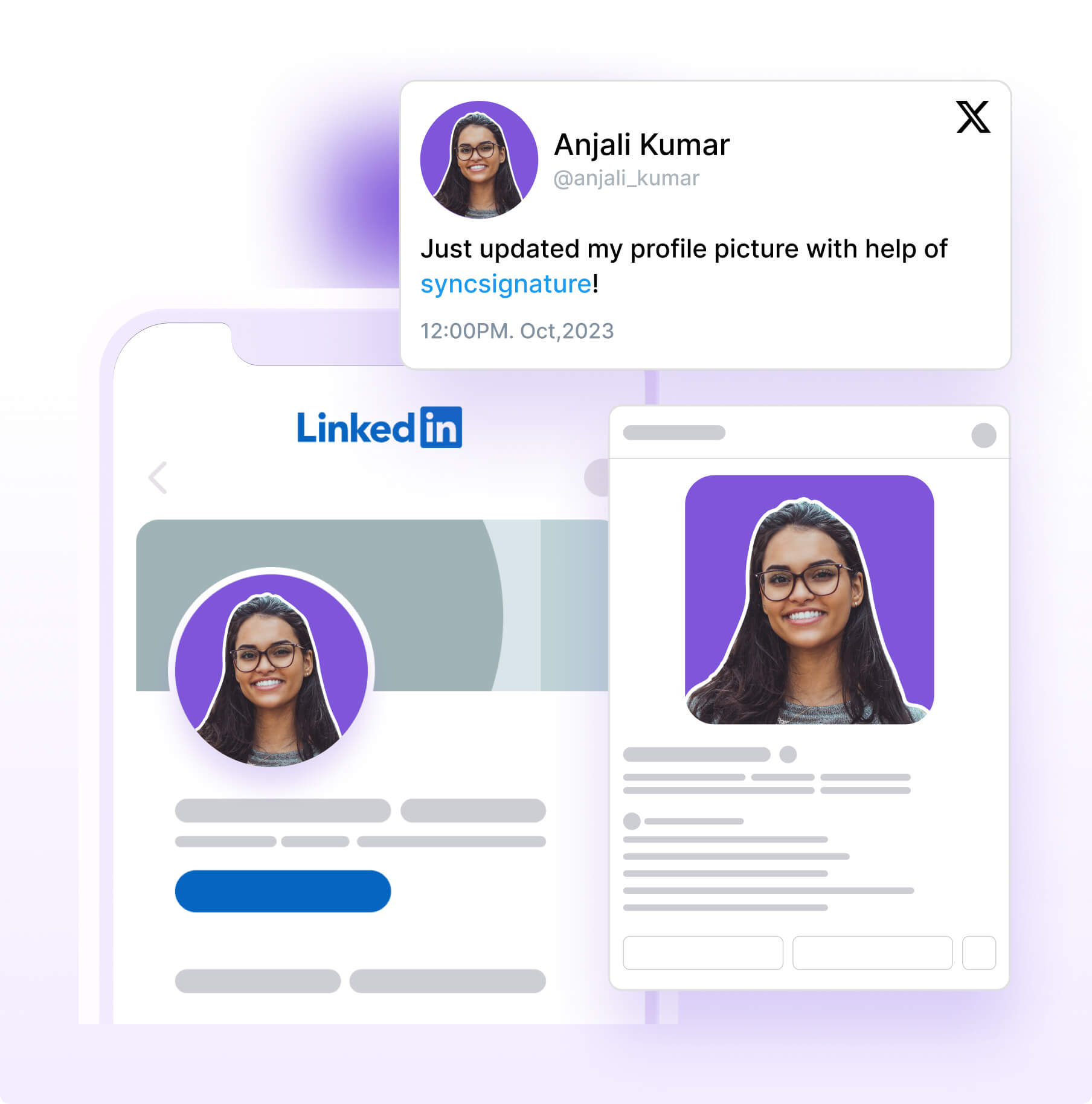 use of professional headshot background on different social media accounts