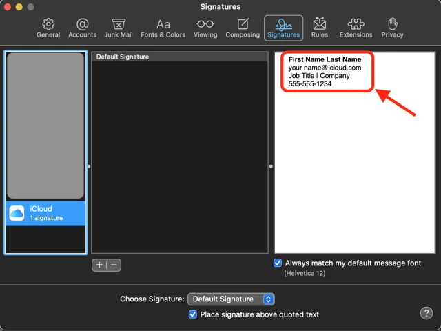 step for how to add html signature to apple mail