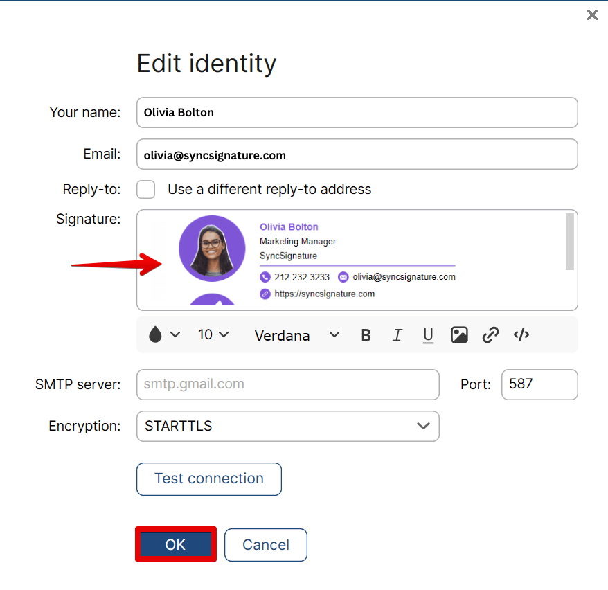 add signature to outgoing emails in mailbird