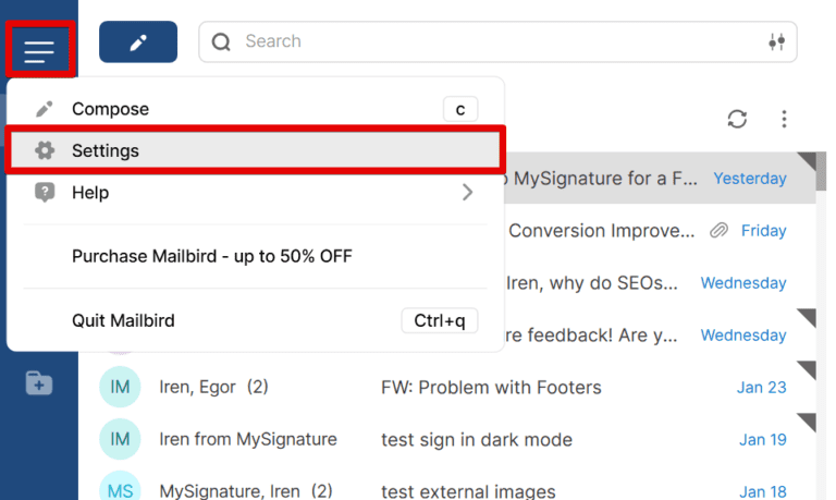 mailbird sync behavior