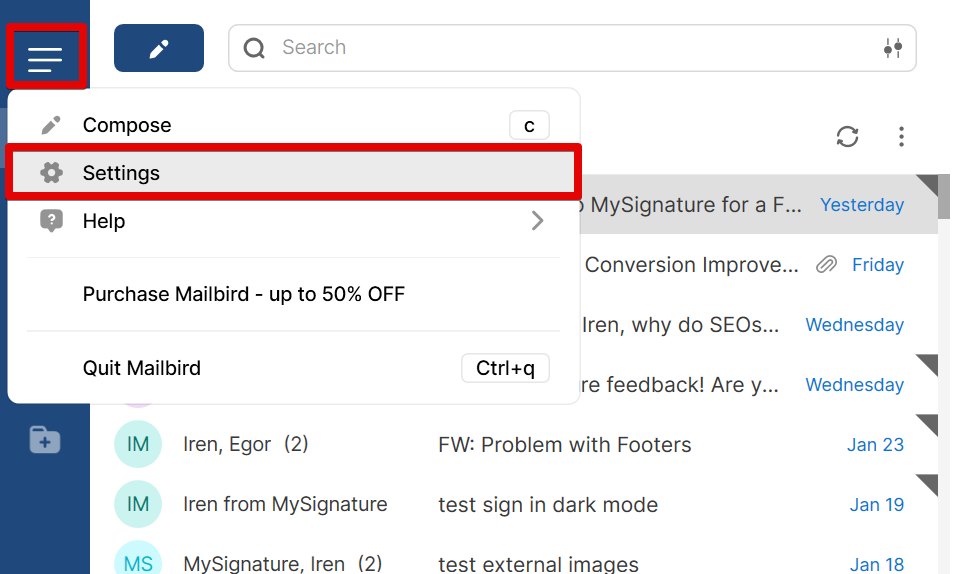 can you add a second signature line in mailbird
