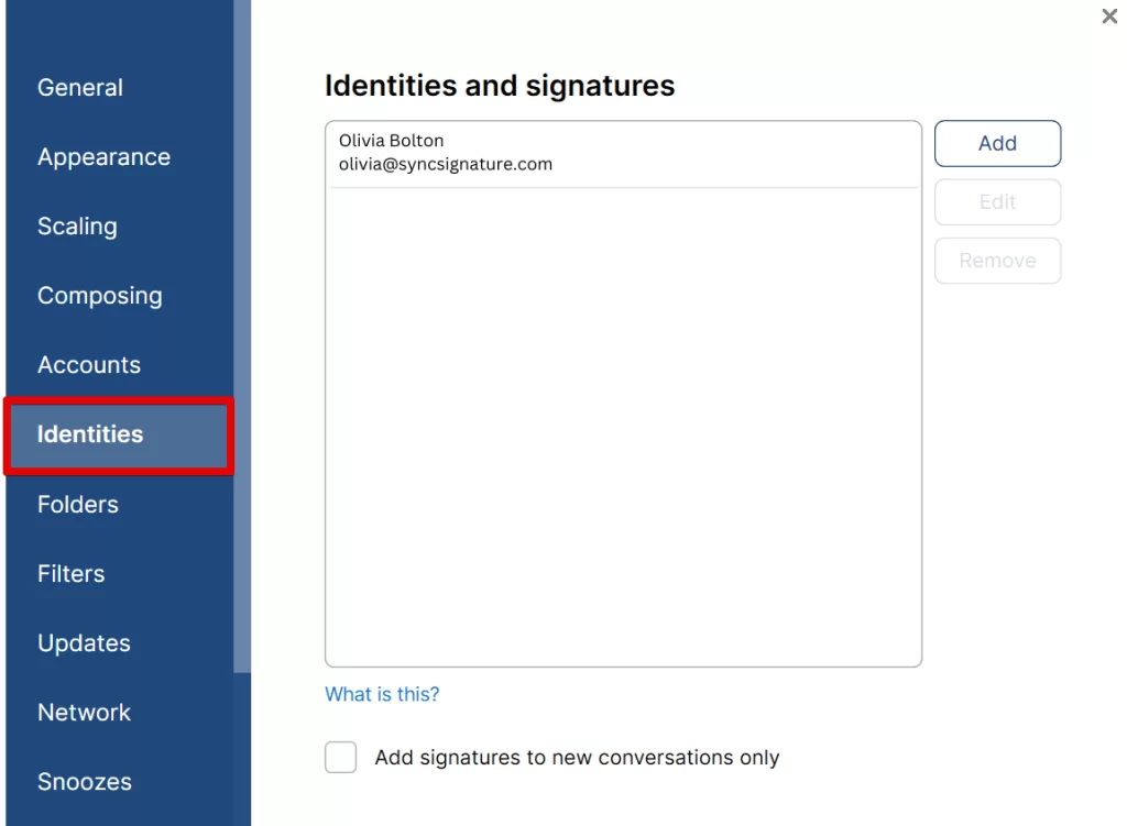 signatures in mailbird